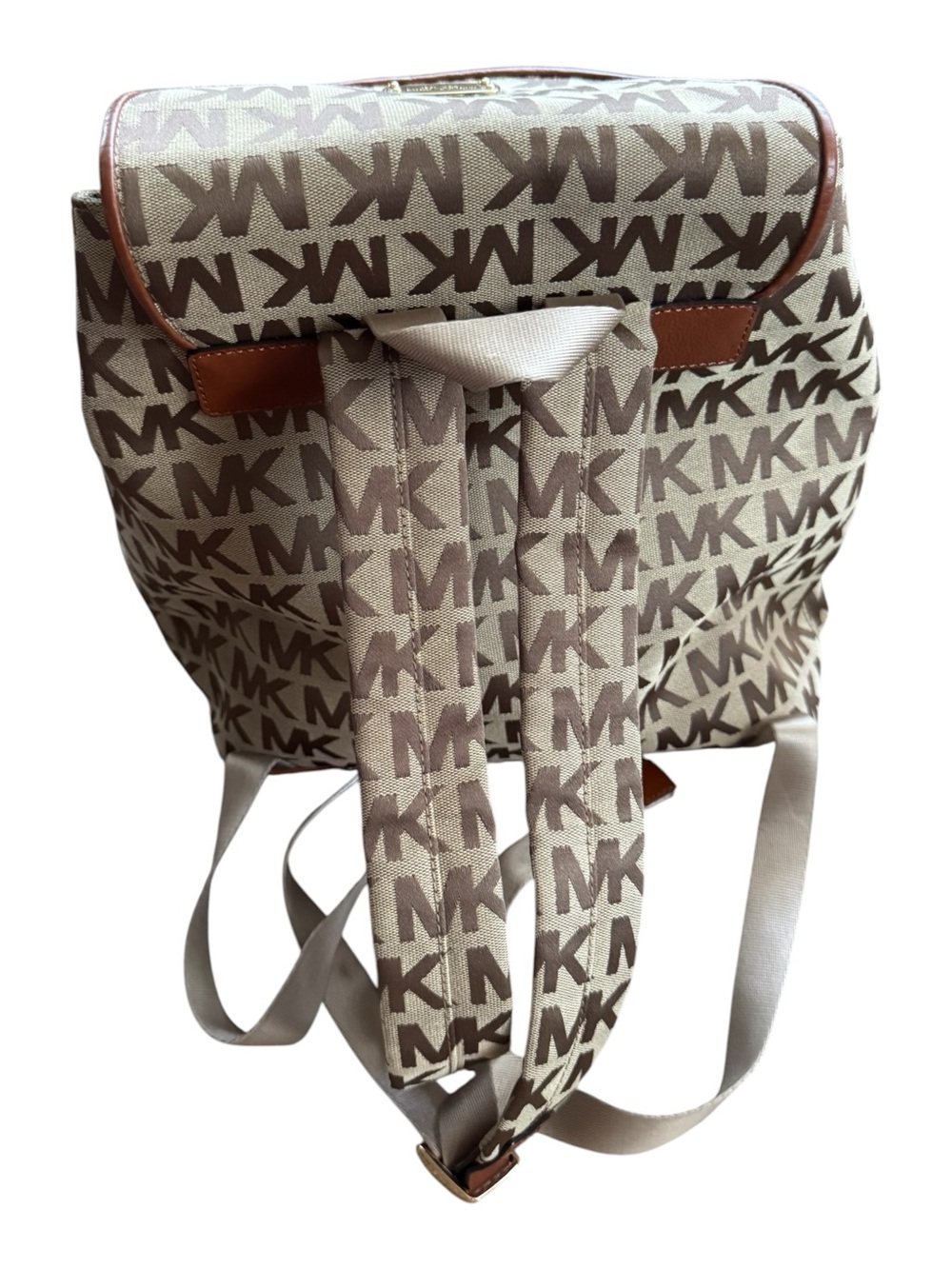 Michael Kors Signature MK Monogram Beige and Brown Backpack - Picture 6 of 6